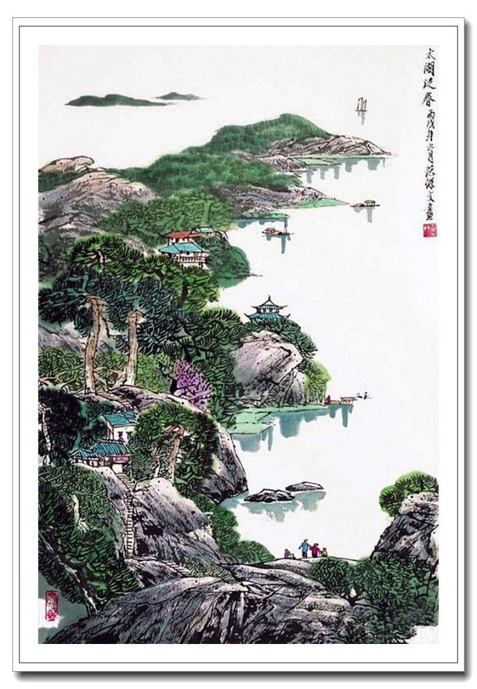 天光波影中国画家范保文江南山水画作品赏析