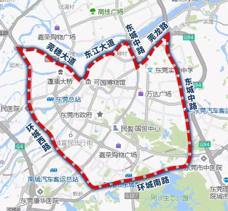 东莞货车限行路段地图图片