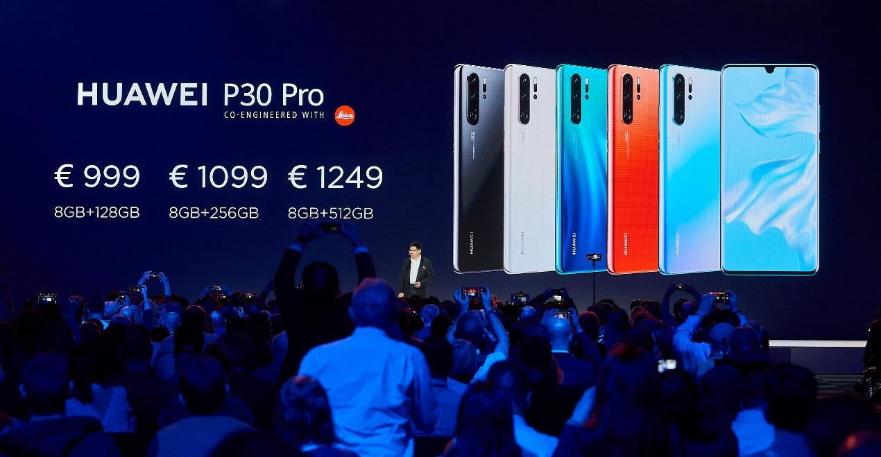 其中p30(6 128)售價799歐元,p30 pro 8 128gb版售價999歐元,8 256gb版