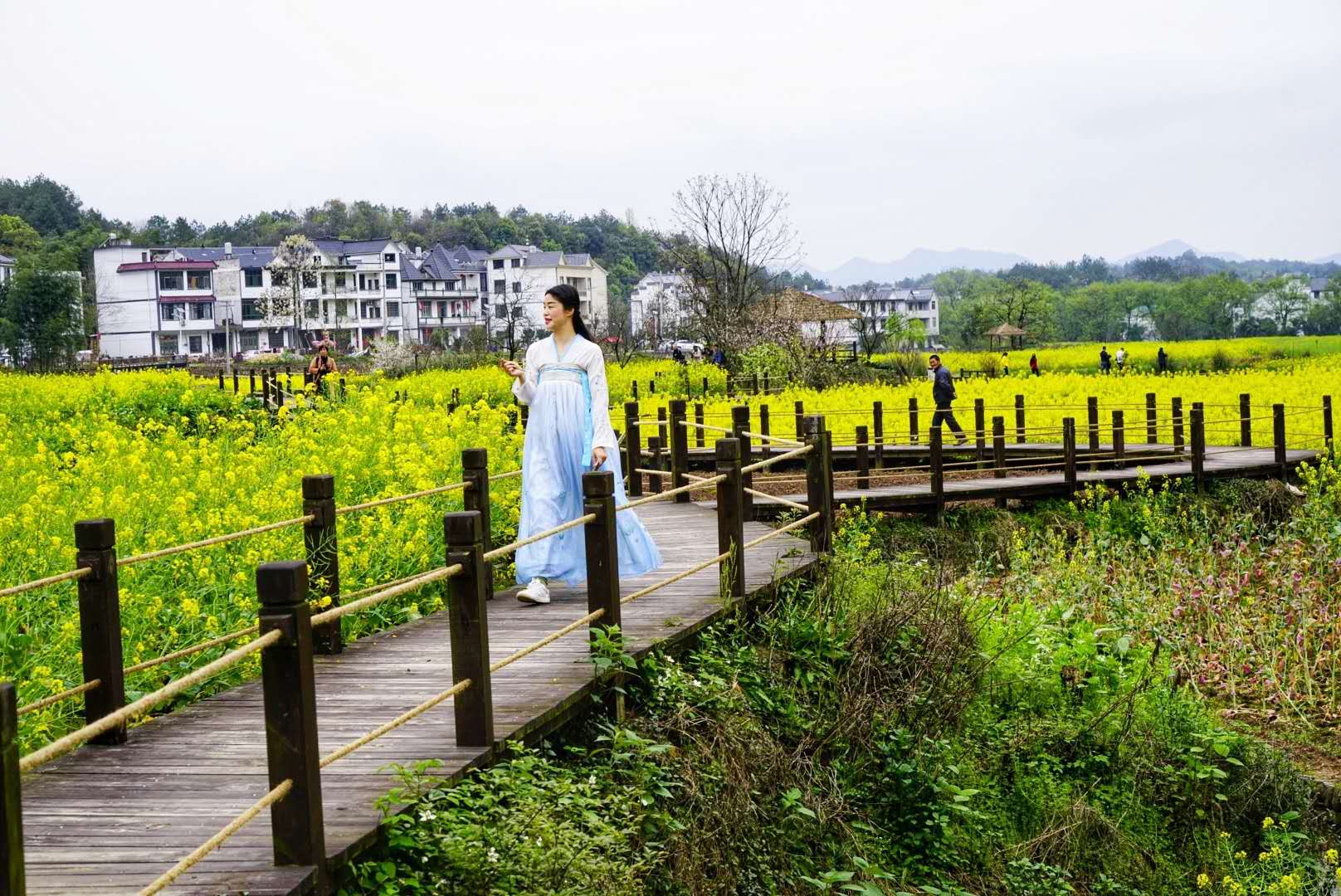 春天里玉山乡情 春日的江西玉山县山塘村,云雾中的徽派建筑,迎亲的