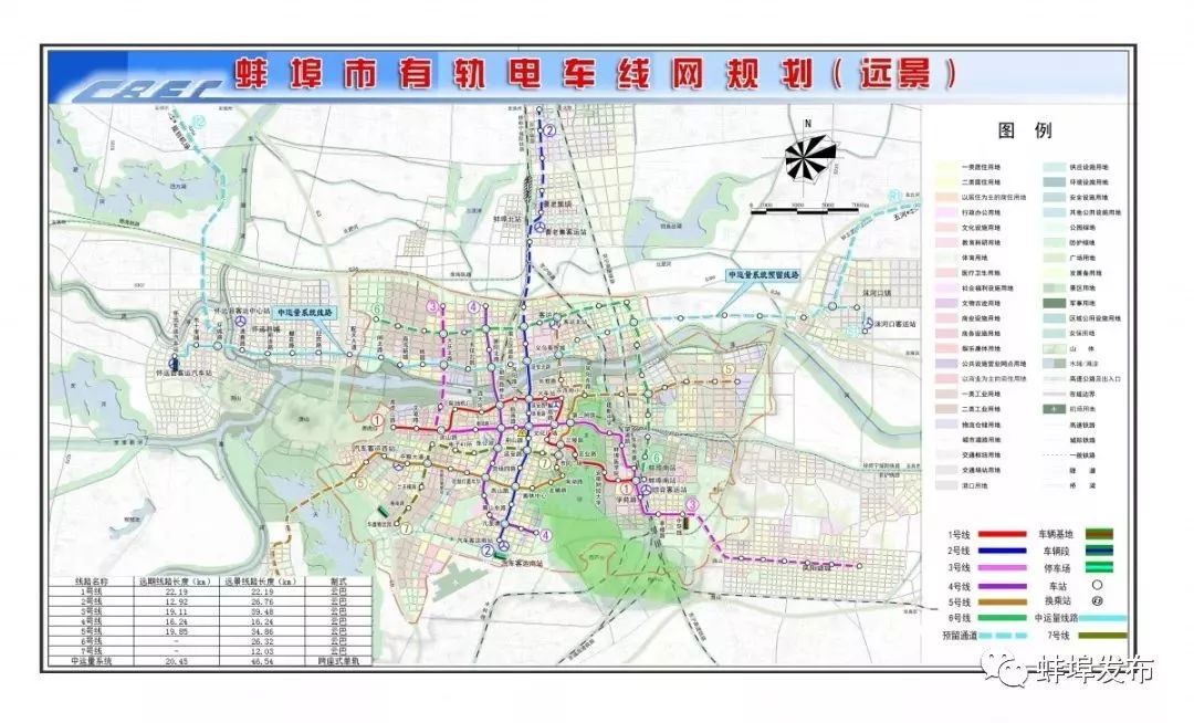 蚌埠市有轨电车线网规划(远景)图据了解,目前,蚌埠市轨道办正在着手