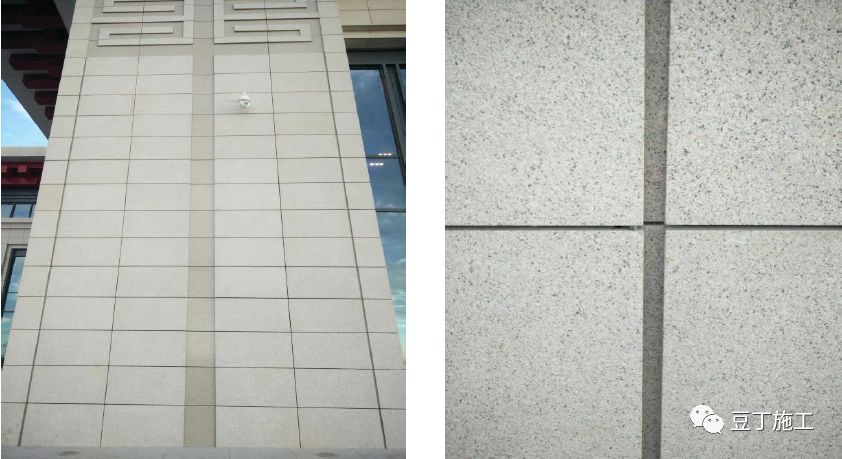 敦煌机场石材外幕墙变形缝实景图2,石材外墙阳角做法3,石材外墙开放缝