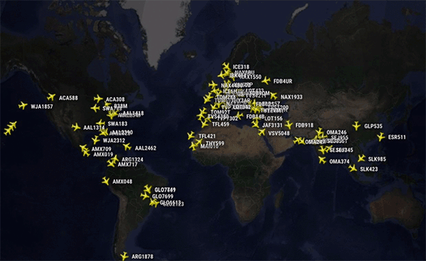 根据一款向全球用户提供实时航班信息数据的应用软件flightradar24的