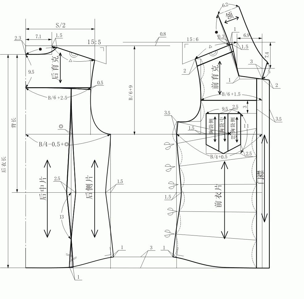 女衬衫原型结构制图图片
