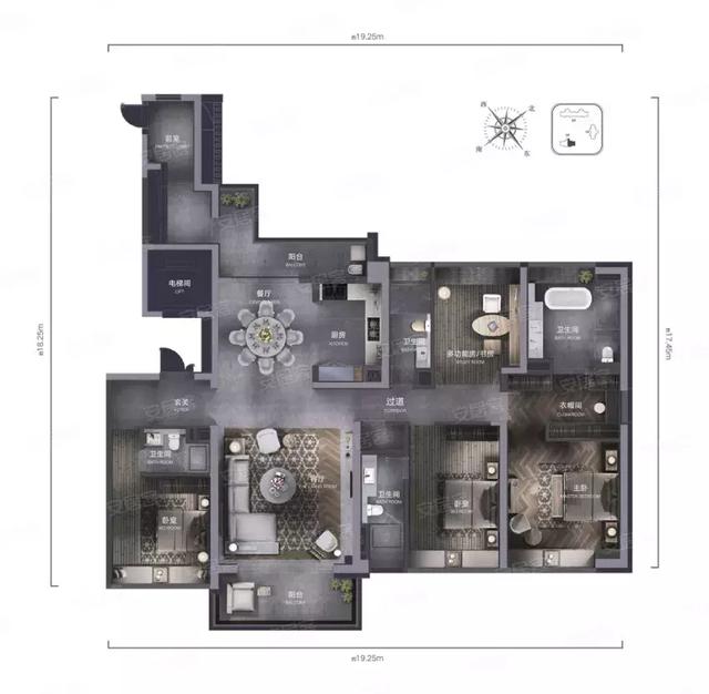 (伟鹏万科·御玺滨江建面约251m05户型图(伟鹏万科·御玺滨江建面