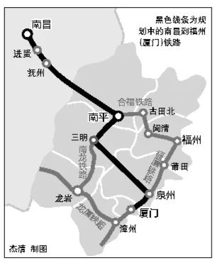 《福建省中長期鐵路網規劃》中,南昌至廈門(福州)高鐵按照雙線設計