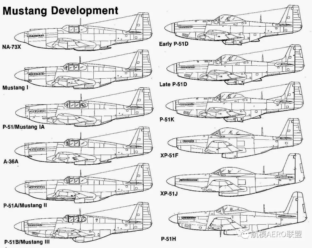 p51野马战斗机三视图图片