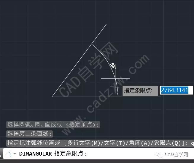 cad角度標註中指定象限點怎麼用如何引出標註文字