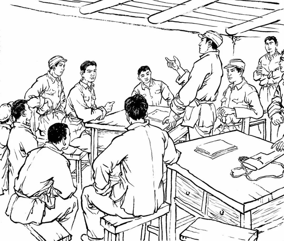 瓦窑堡会议手绘图片