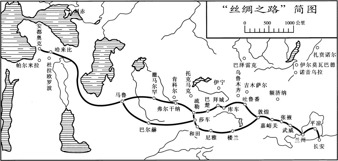 陆上丝绸之路示意图图片