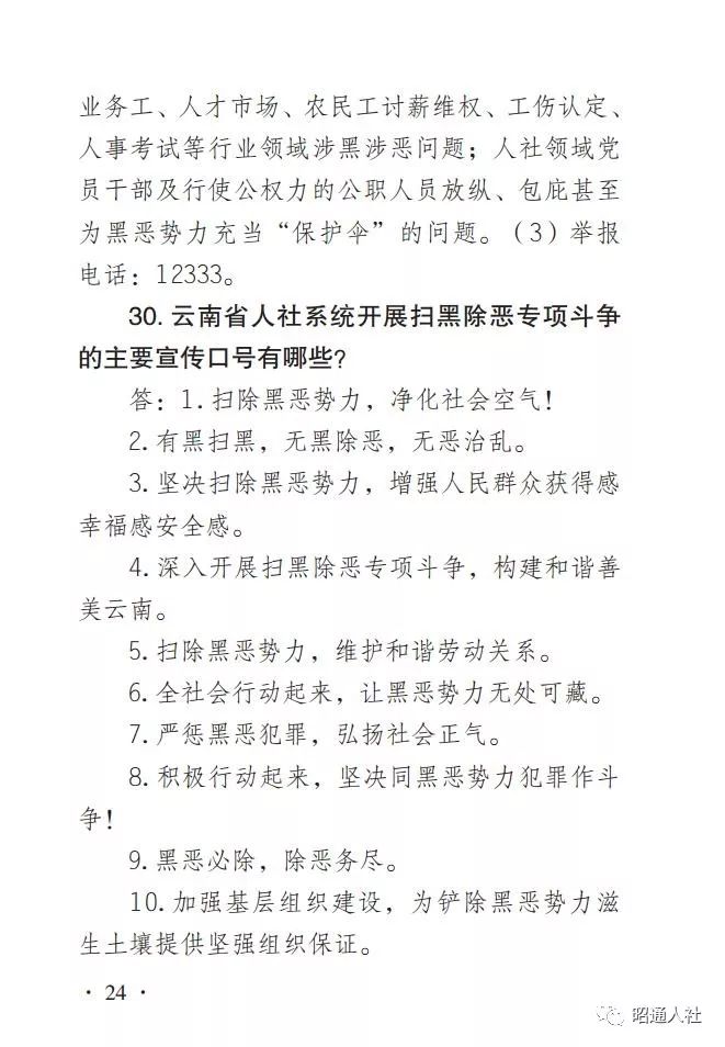 扫黑除恶云南省人社系统扫黑除恶专项斗争基本知识