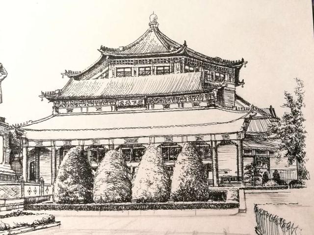 孙中山纪念馆素描图片