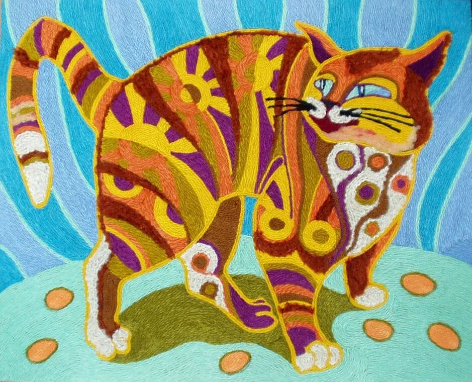 这么好看的毛线画连梵高都会给点赞吧