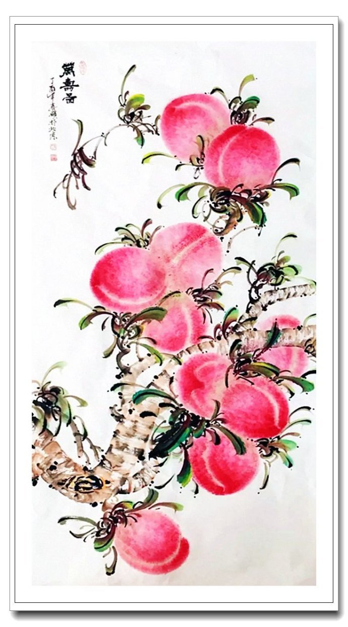 情寄玉桃中国画家崔真硕画寿桃作品赏析