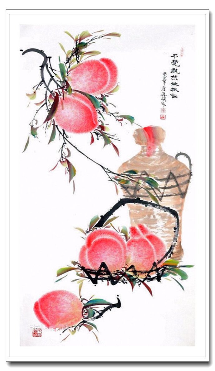 情寄玉桃中国画家崔真硕画寿桃作品赏析