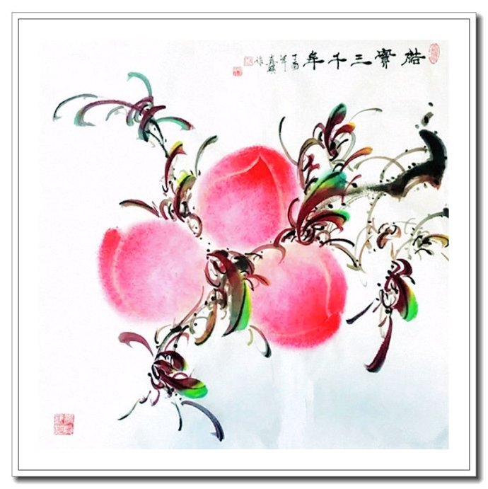 情寄玉桃中国画家崔真硕画寿桃作品赏析