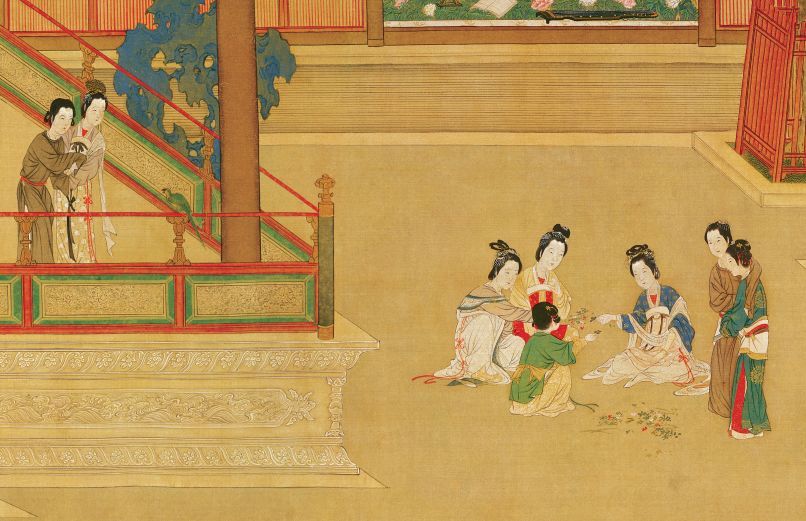 八雅轩丨艺术经典汉宫春晓图里画了些什么团扇轻挥佳人斗草忙