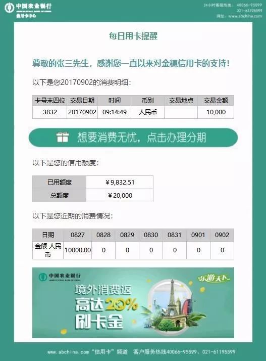 农业银行信用卡流水多 来自搜狐网