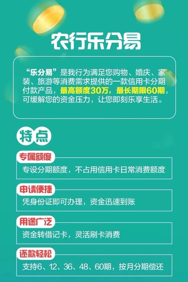 优质客户专享丨农行乐分易分期额度高费率低审批快