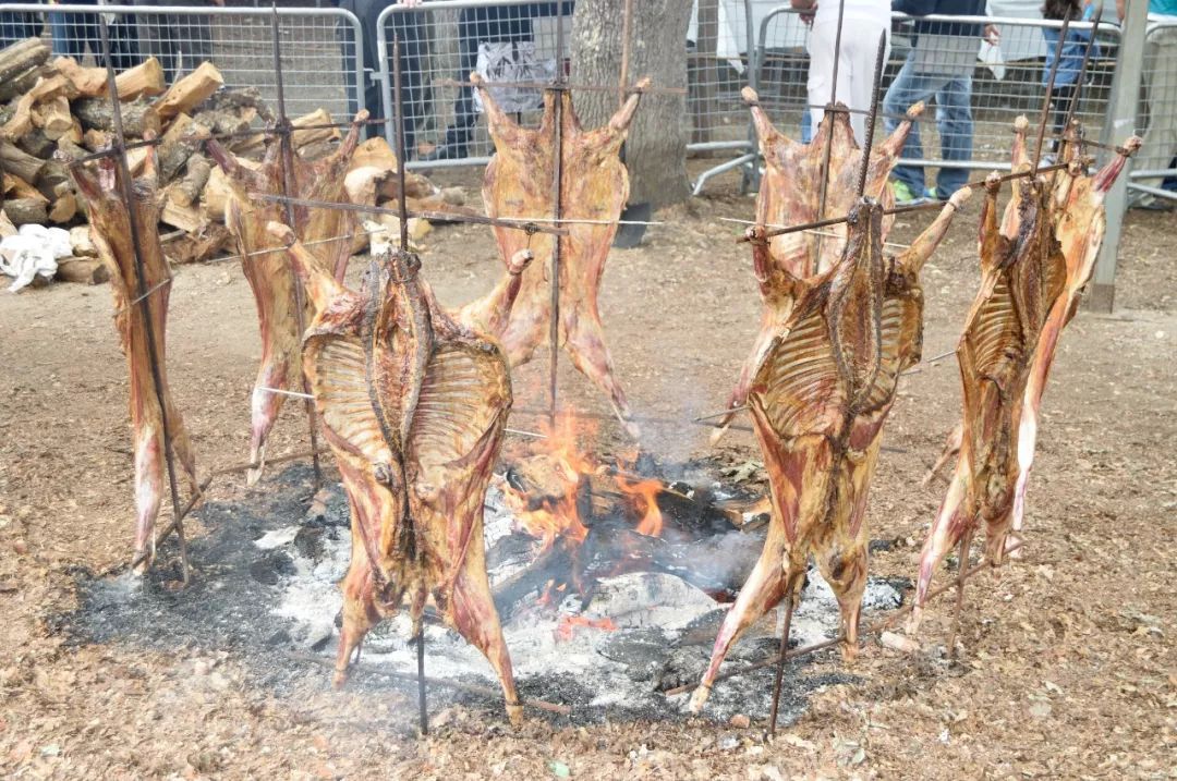 ▼(烤全羊,图片源自@vcg)连骨骼和岩石都被烧裂火焰温度达到数百摄氏