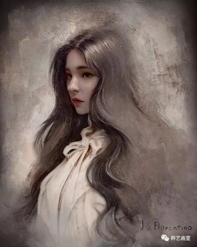 菲律宾插画师绘画的逼真美女肖像真实形象