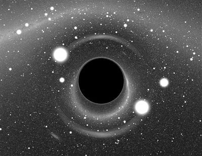 (图片由日本国立天文台提供)根据观测数据描绘的环绕超大黑洞的甜圈