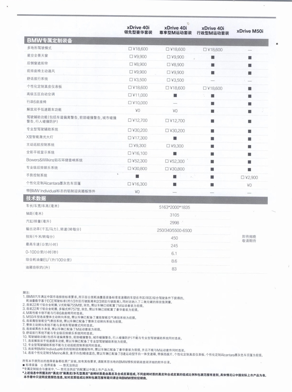 40i车型上海车展上市 宝马x7配置信息曝光