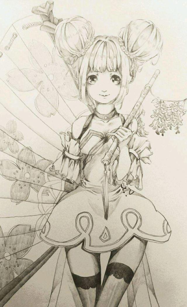 有一种差距叫做小学生和中学生同时画王者荣耀英雄