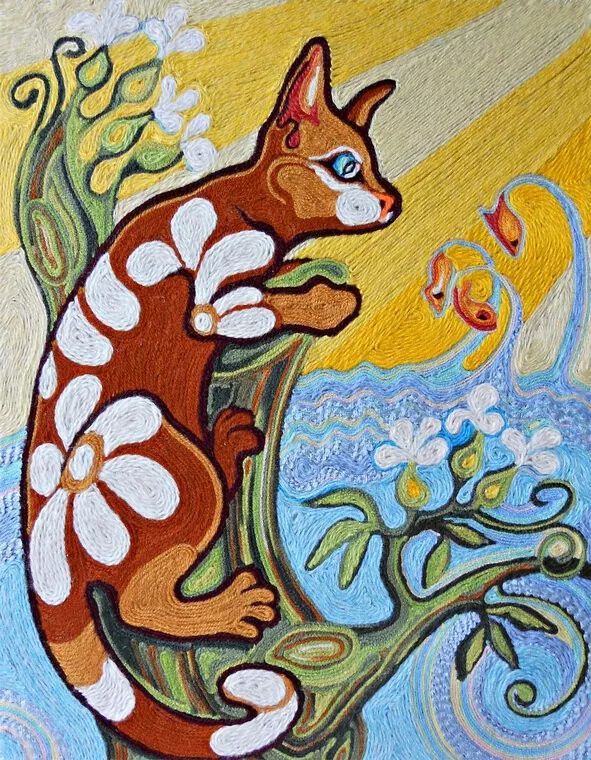 这么好看的毛线画连梵高都会给点赞吧