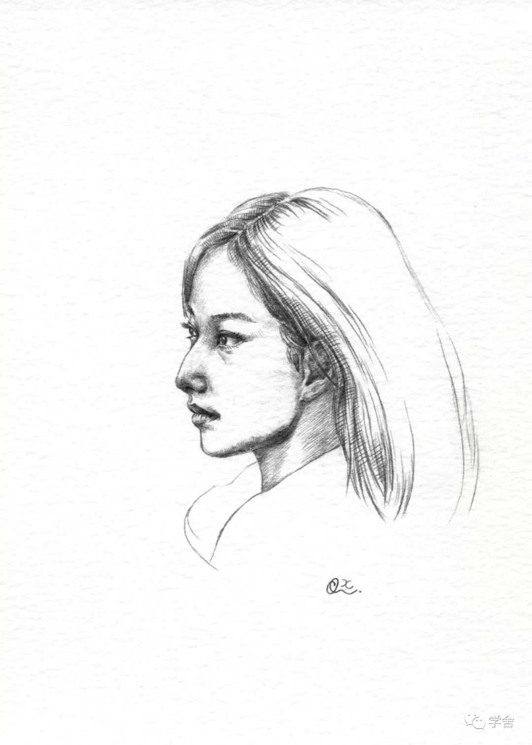 用铅笔画美女肖像图片