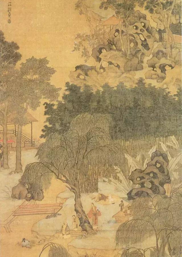 文徵明 长林消夏图明 文徴明 琴鹤图轴 梧桐,松树,芭蕉,竹子明-仇英