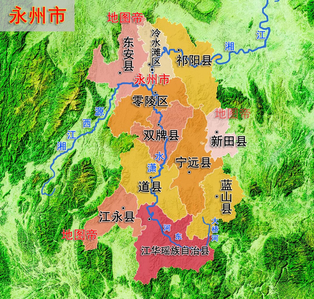 湖南永州 岳阳 张家界 长沙 株洲地形图