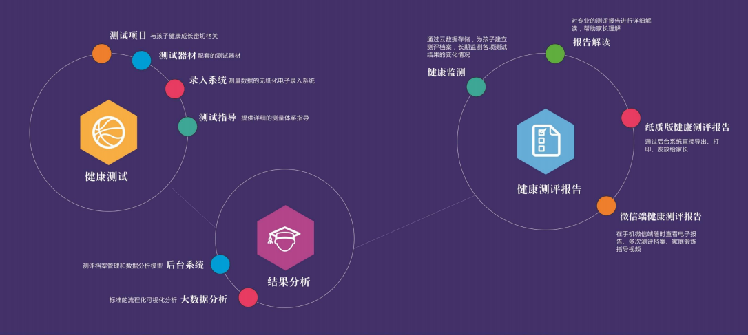 潛在風險提示,可參考的健康標準,成長變化估值,測評項目概述等五大