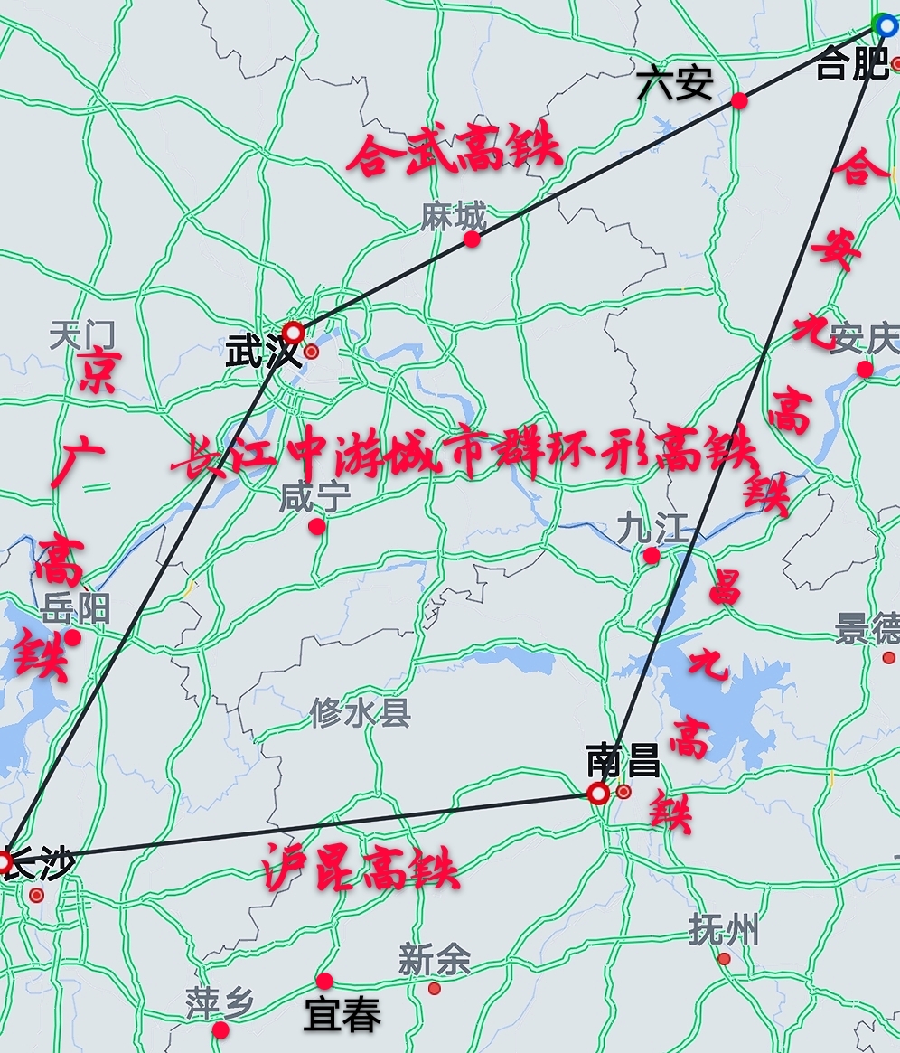 长江中游城市群4省环形高铁即将形成8个节点城市将迎来发展良机