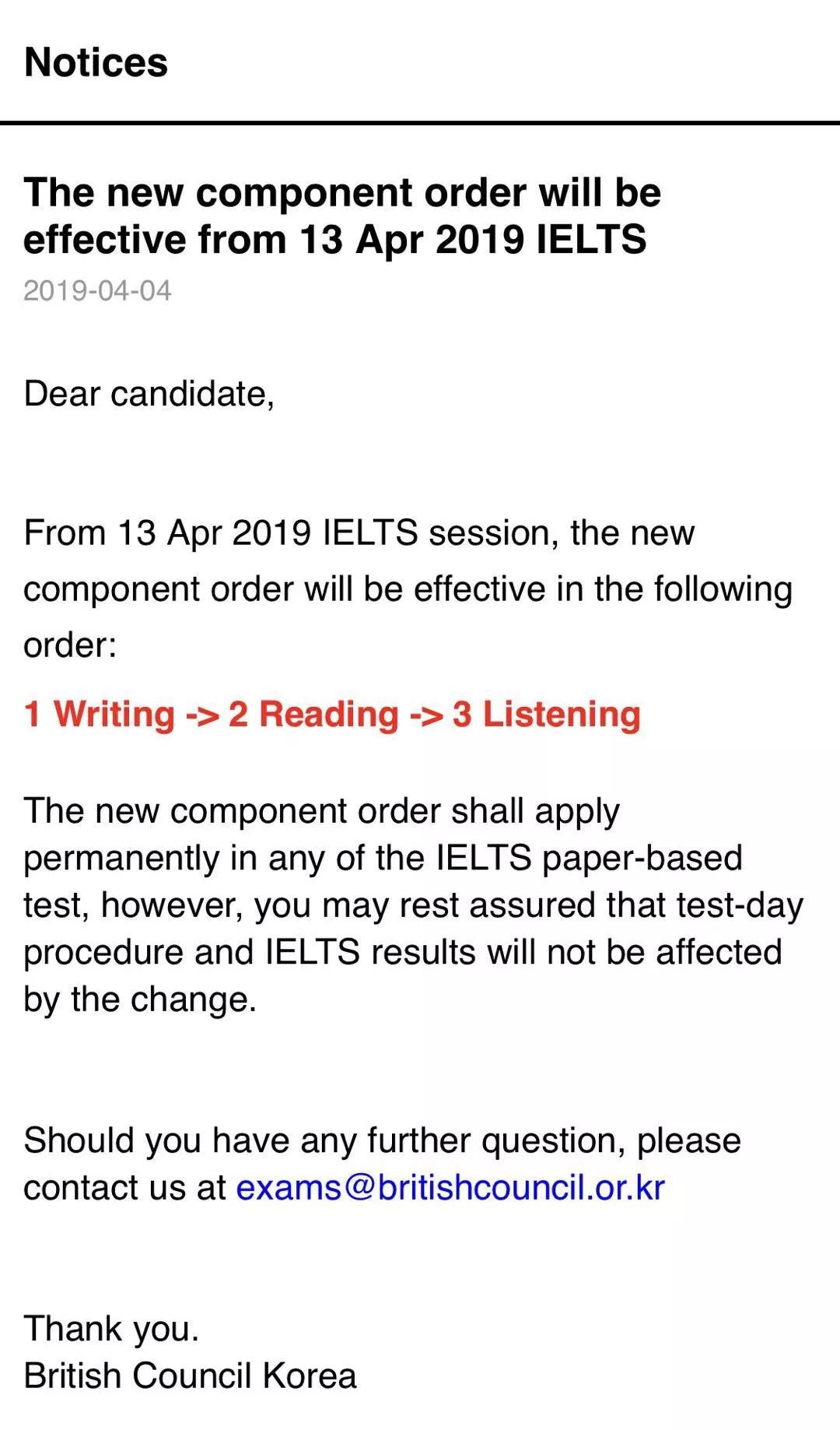 韓國和日本的雅思考試順序調整,中國地區是否會被影響?
