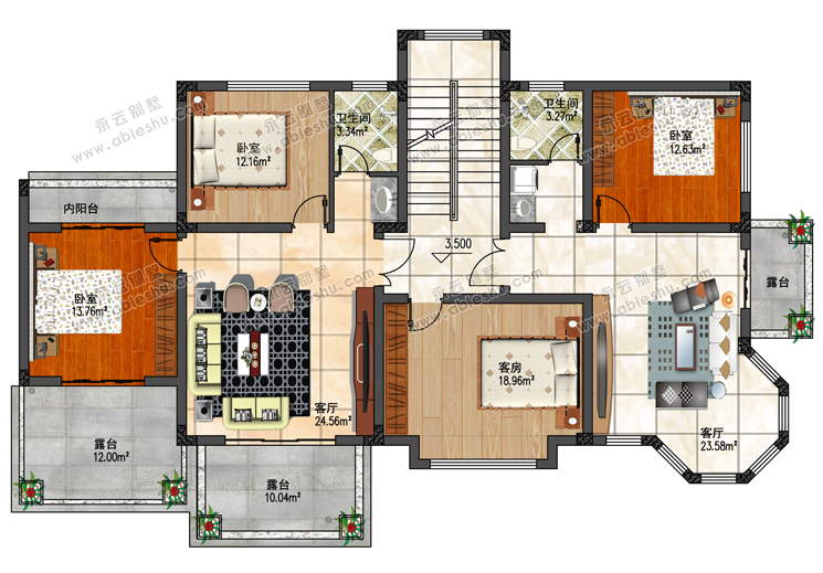 舒适与品味兼具的别墅3款占地180平方米豪华别墅设计图