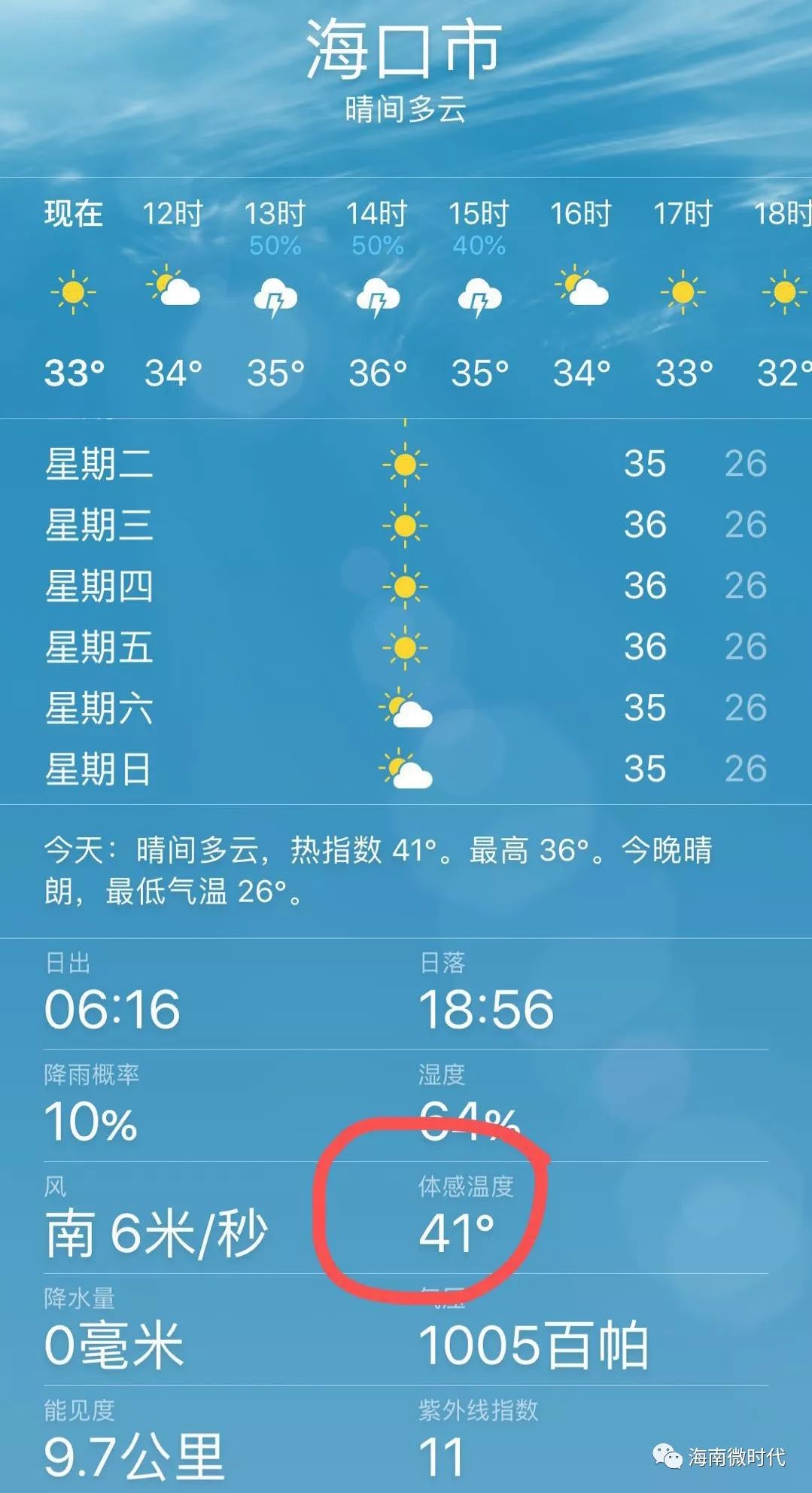 海南39℃高温预警!