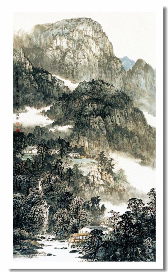 纵横粗犷中国画家周裕国彩墨山水画作品赏析