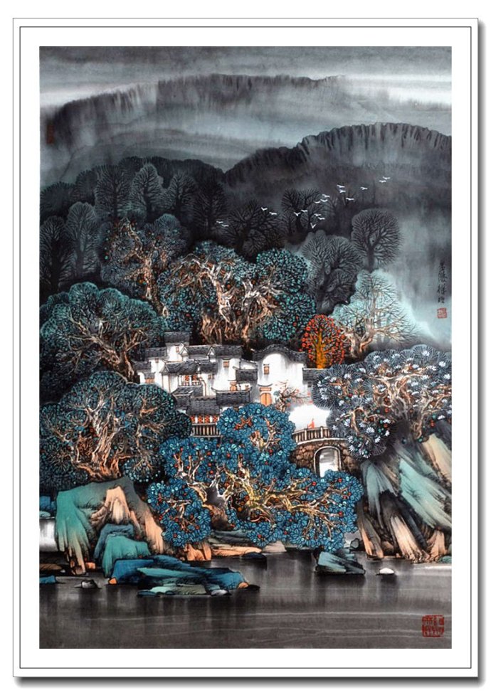 笔底云烟中国画家徐明青绿山水画作品赏析