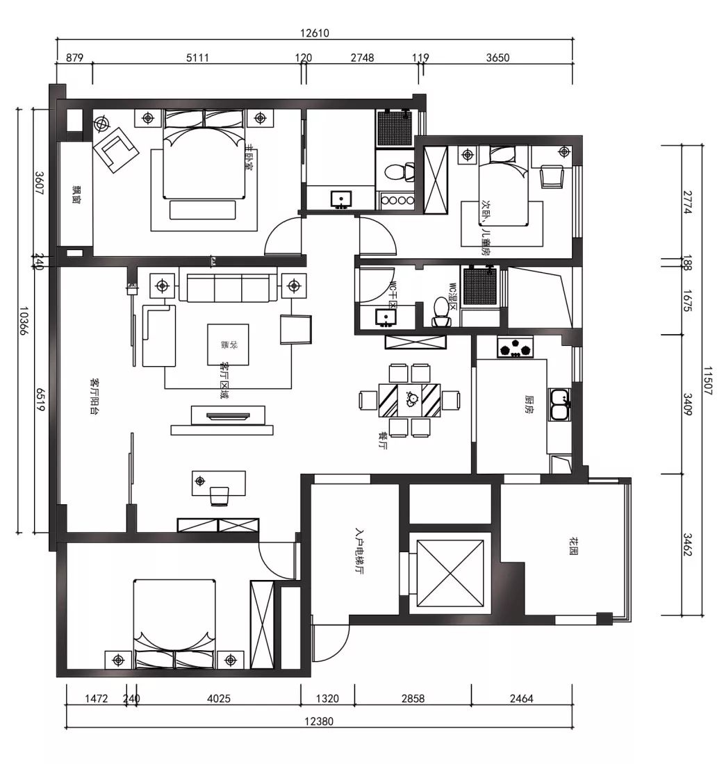 全屋| 三室两厅150㎡ 咖色系现代风的思考
