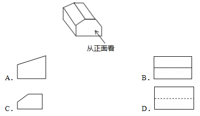 【初三年級】如圖,這個稜柱的左視圖是( ).