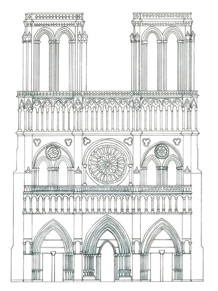 巴黎圣母院西立面简图图片