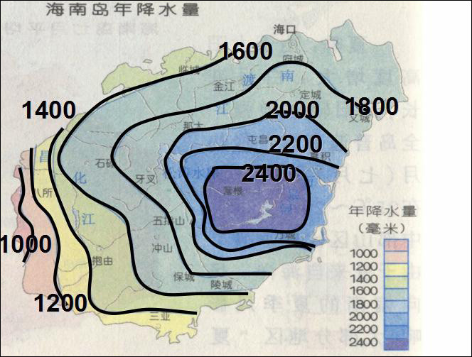 海南降水量分布图图片