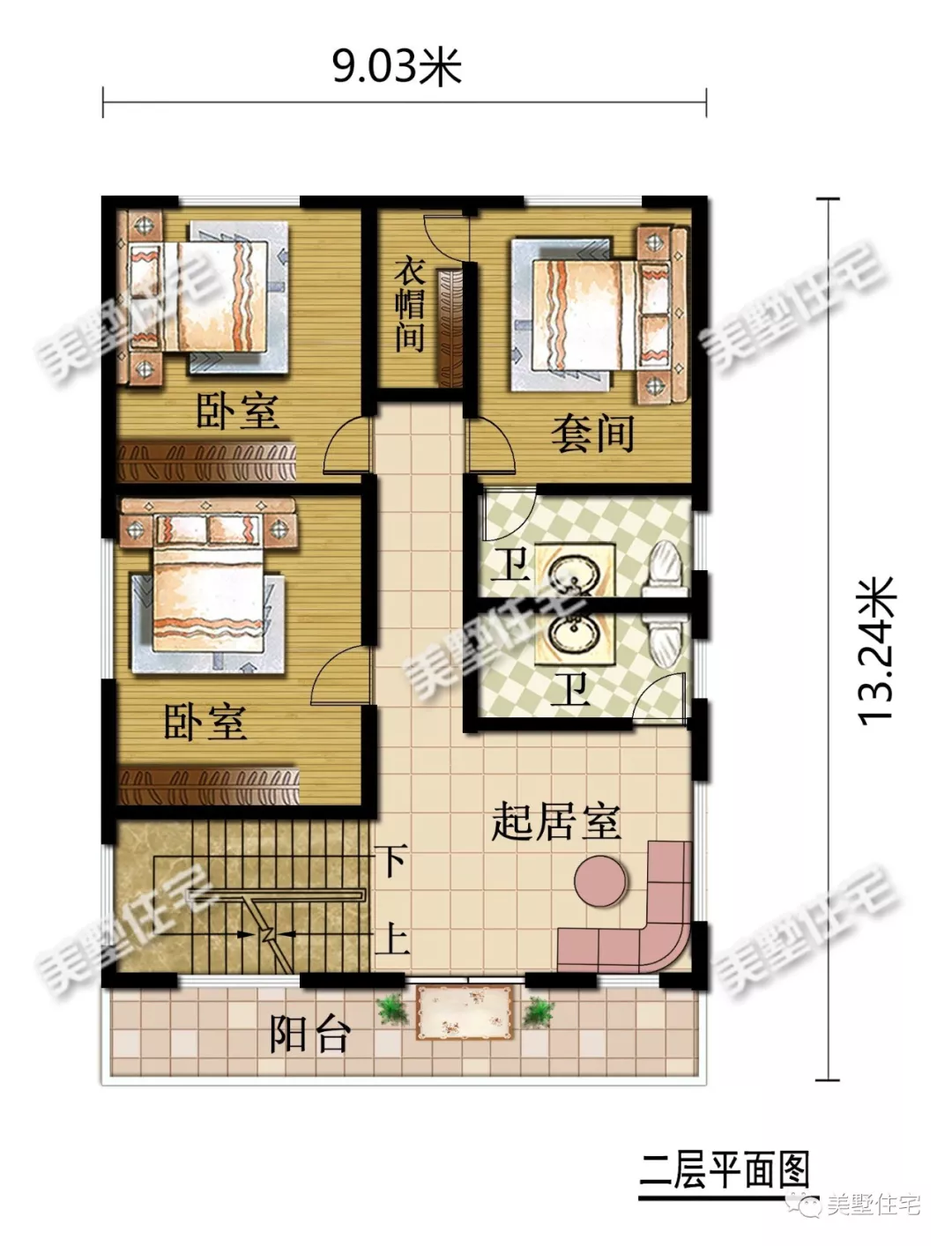 开间15米进深9米户型图图片