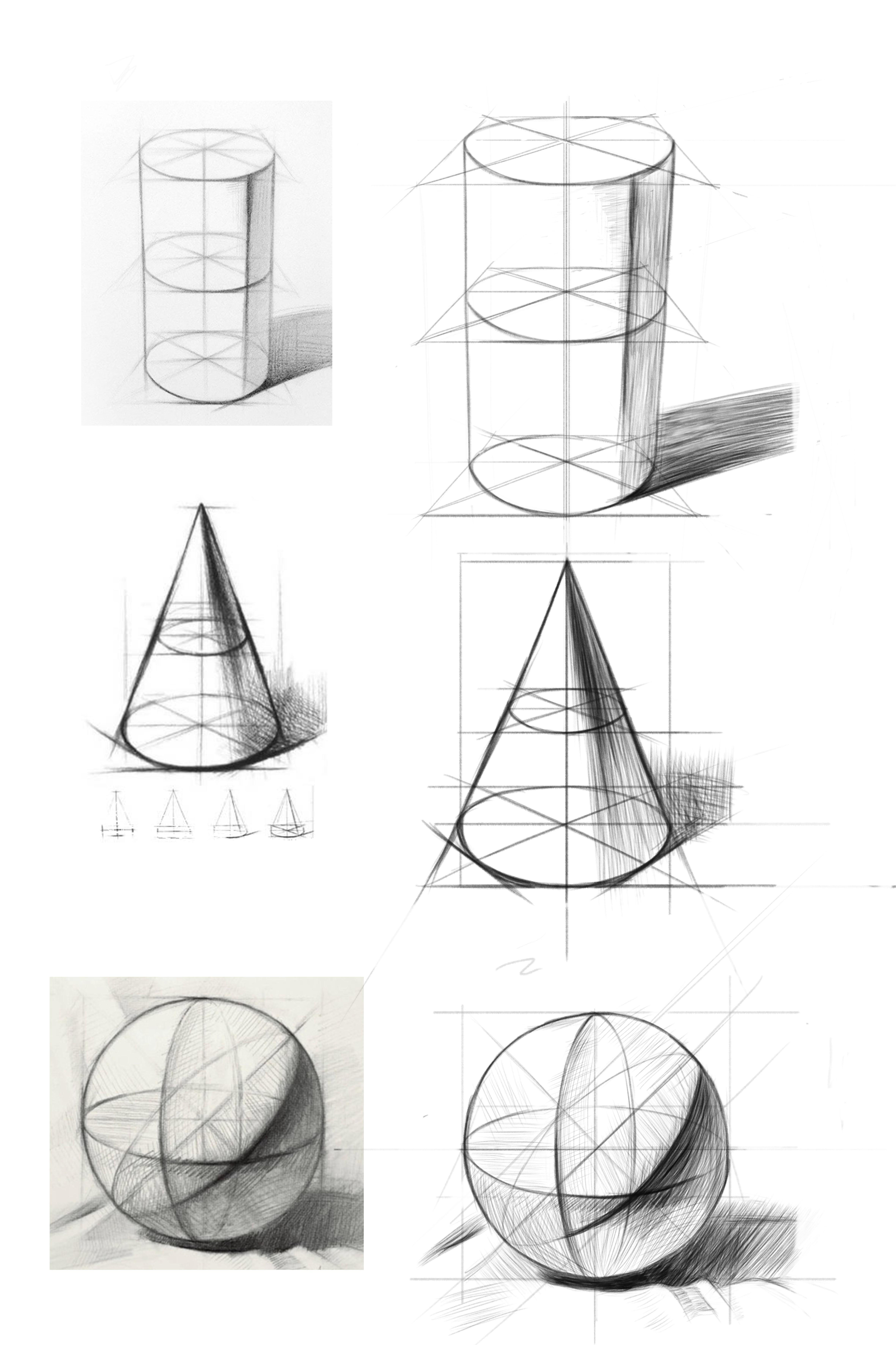 素描画初学者简单立体图片