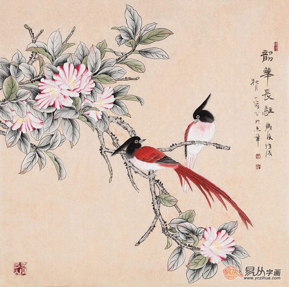 进门走廊挂字画选什么好 斗方花鸟画挂上刚刚好