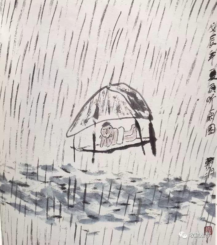《瓜棚听雨》唰唰唰,千条线,万条线,顿时风声雨声远近俱来.