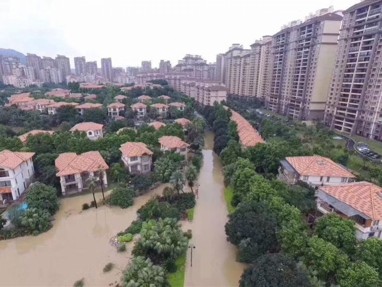 暴雨水浸别墅业主弃车涉水抱怨买得起别墅出行还这么狼狈