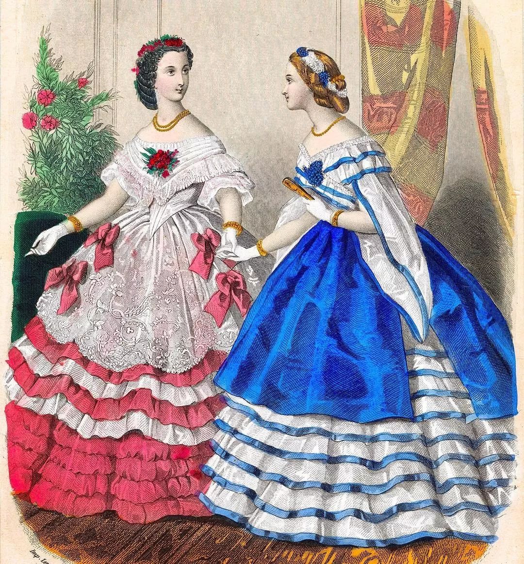 instagram复古欧洲宫廷风时装手绘