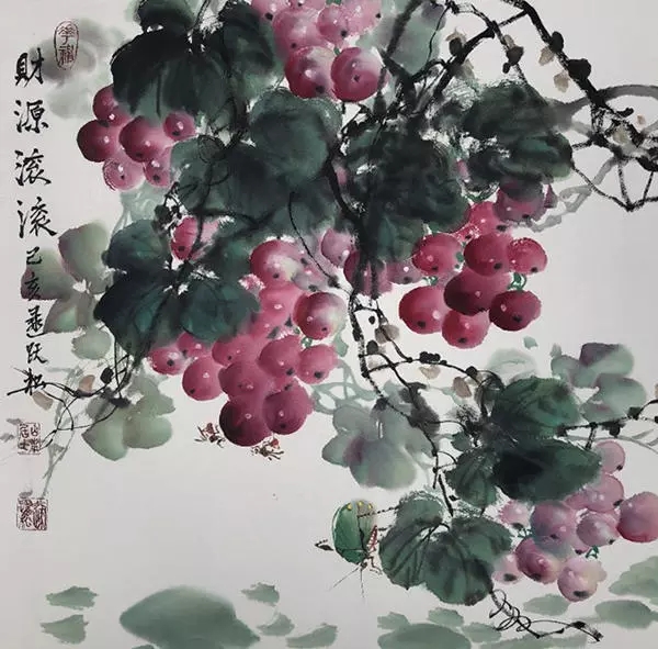 逯跃松作品鉴赏:2018年11月《吉祥富贵》入选法国卢浮宫中国书画名家